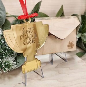 "Best Grandkid Ever" Gift Bundle * Laser Cut & Engraved Ornament *